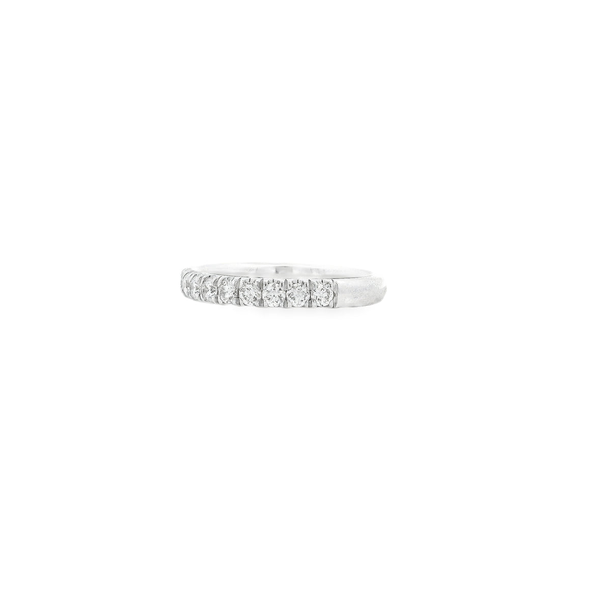 Gabriel & Co. 14k White Gold 0.50ctw Diamond French Pavé Engagement Ring — side profile showing the band