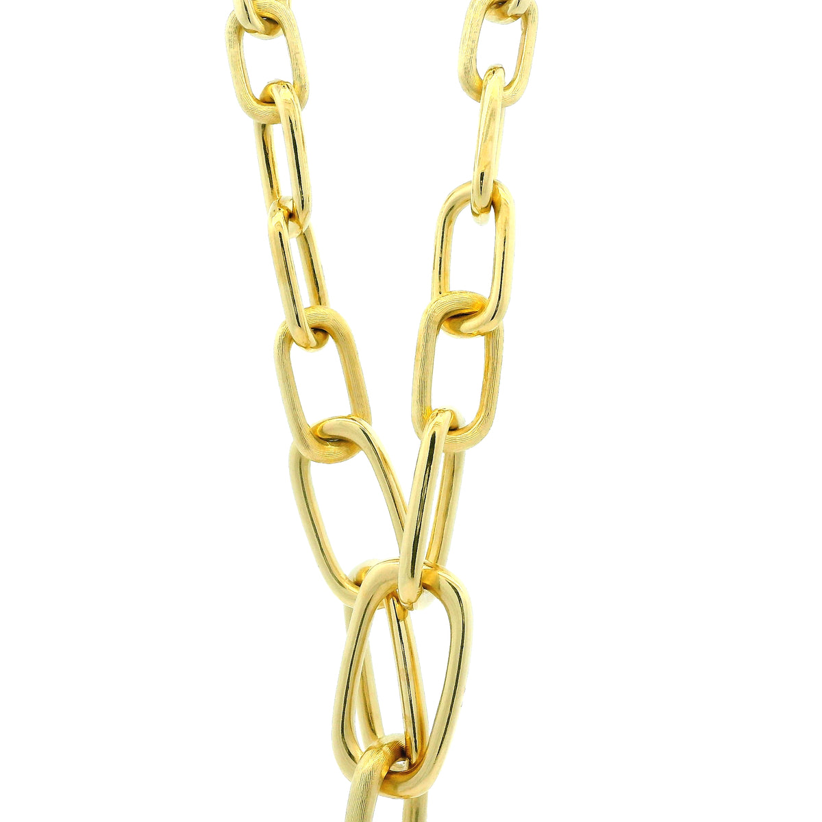 Roberto Coin 18k Yellow Gold Pendant Necklace on Interlocking Paperclip Chain 16.5" — clasp detail