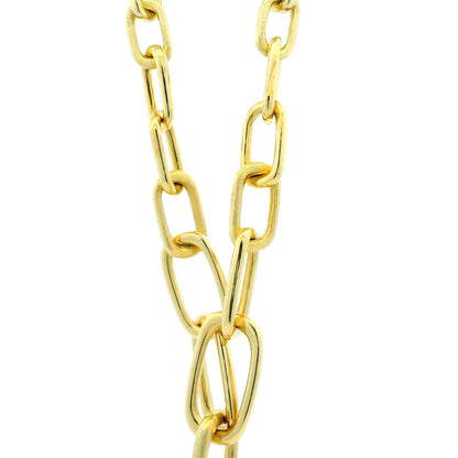 Roberto Coin 18k Yellow Gold Pendant Necklace on Interlocking Paperclip Chain 16.5" — clasp detail