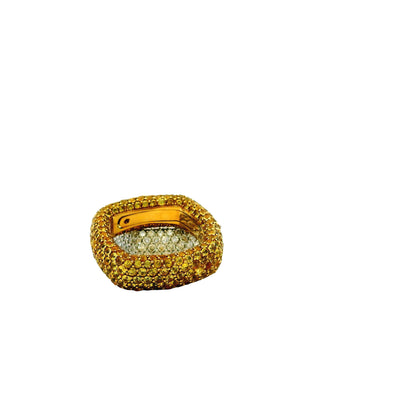 14k White Gold 3-4ctw Round Brilliant Diamond Pavé Band Ring — side profile showing the band