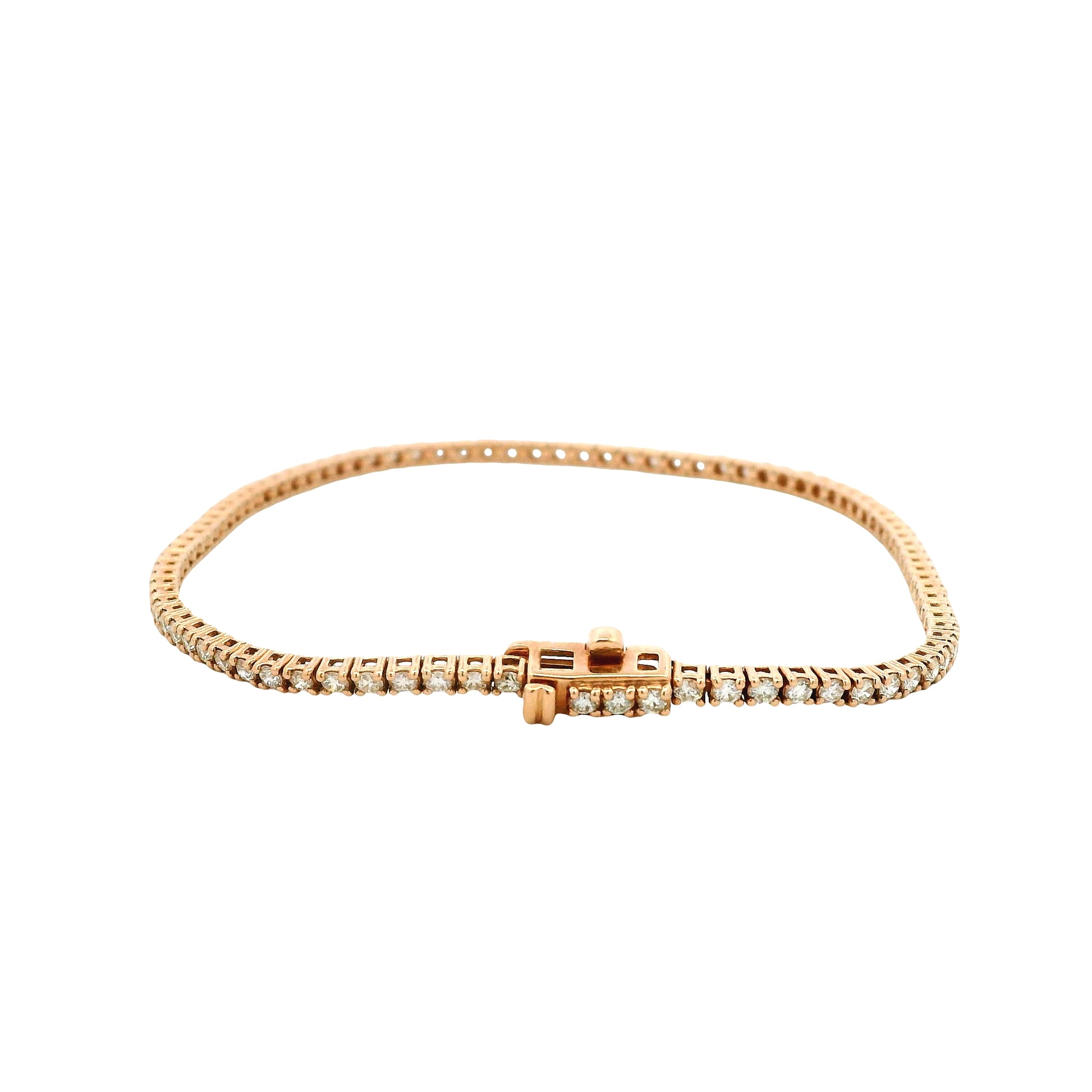 14k Rose Gold 1.15ctw Round Brilliant Diamond Tennis Bracelet — side profile