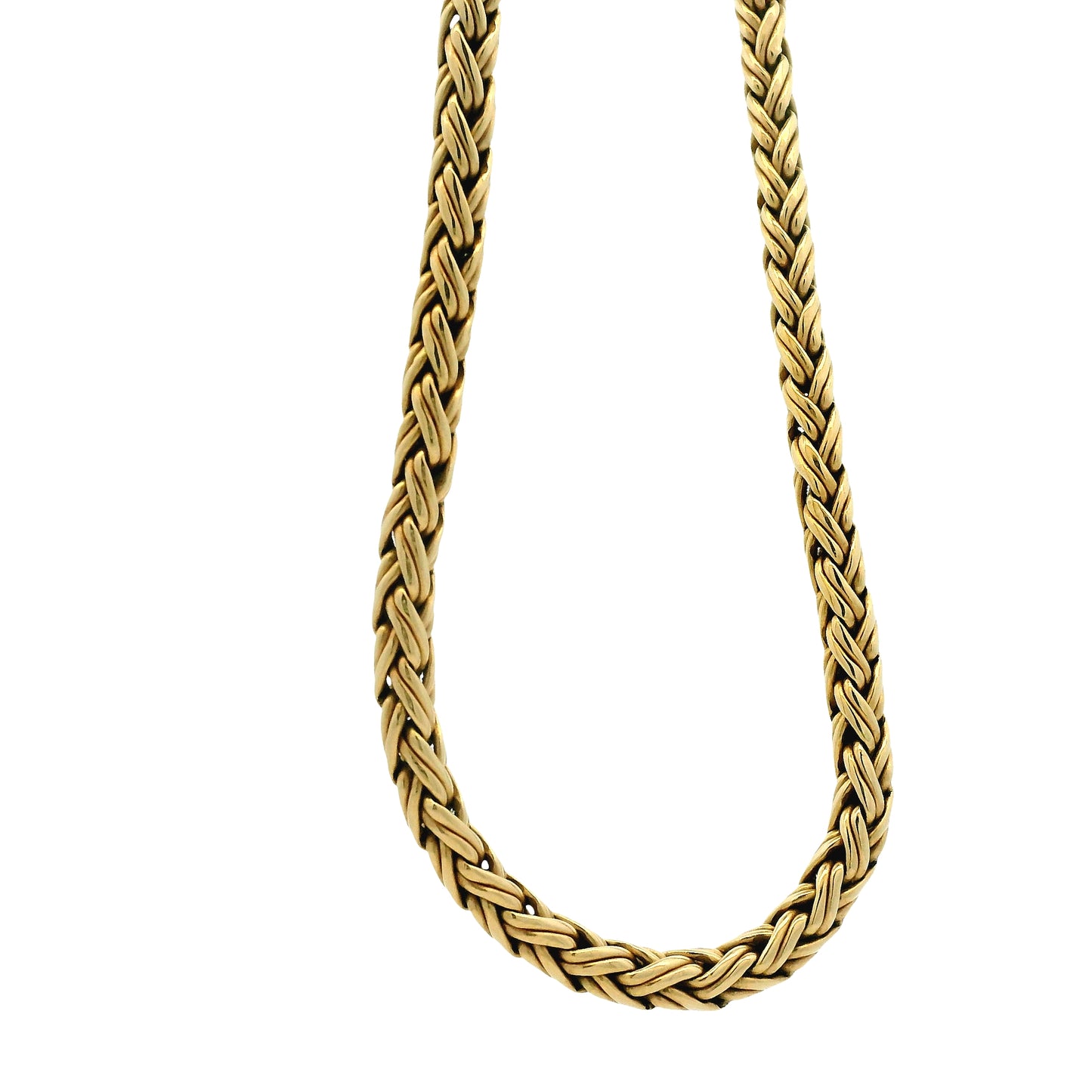 14k Yellow Gold Tiffany & Co. Wheat Chain Necklace 18" — reverse view