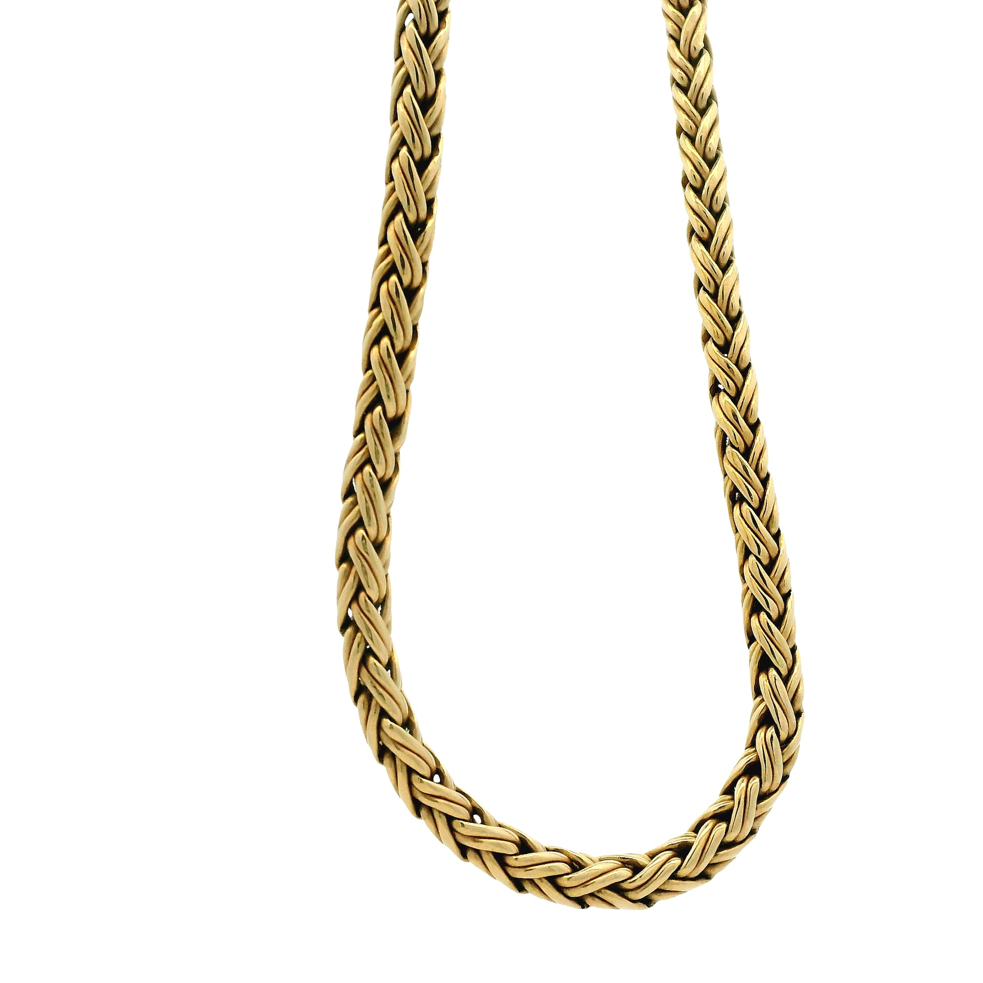 14k Yellow Gold Tiffany & Co. Wheat Chain Necklace 18" — reverse view