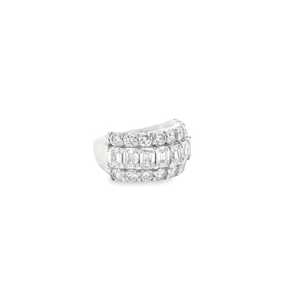 14k White Gold 5.09ctw Round and Baguette Cut Lab-Grown Diamond Three-Row Fashion Band — underside view