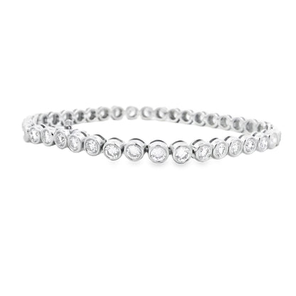 18k White Gold 4.90ctw Round Brilliant Bezel Set Diamond Tennis Bracelet — reverse view