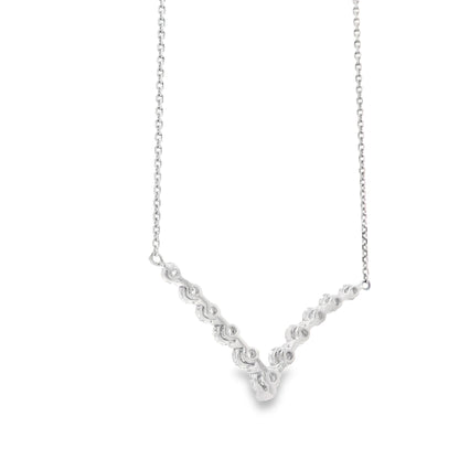 18k White Gold 1.32ctw Round Brilliant Diamond V-Shaped Necklace — reverse view