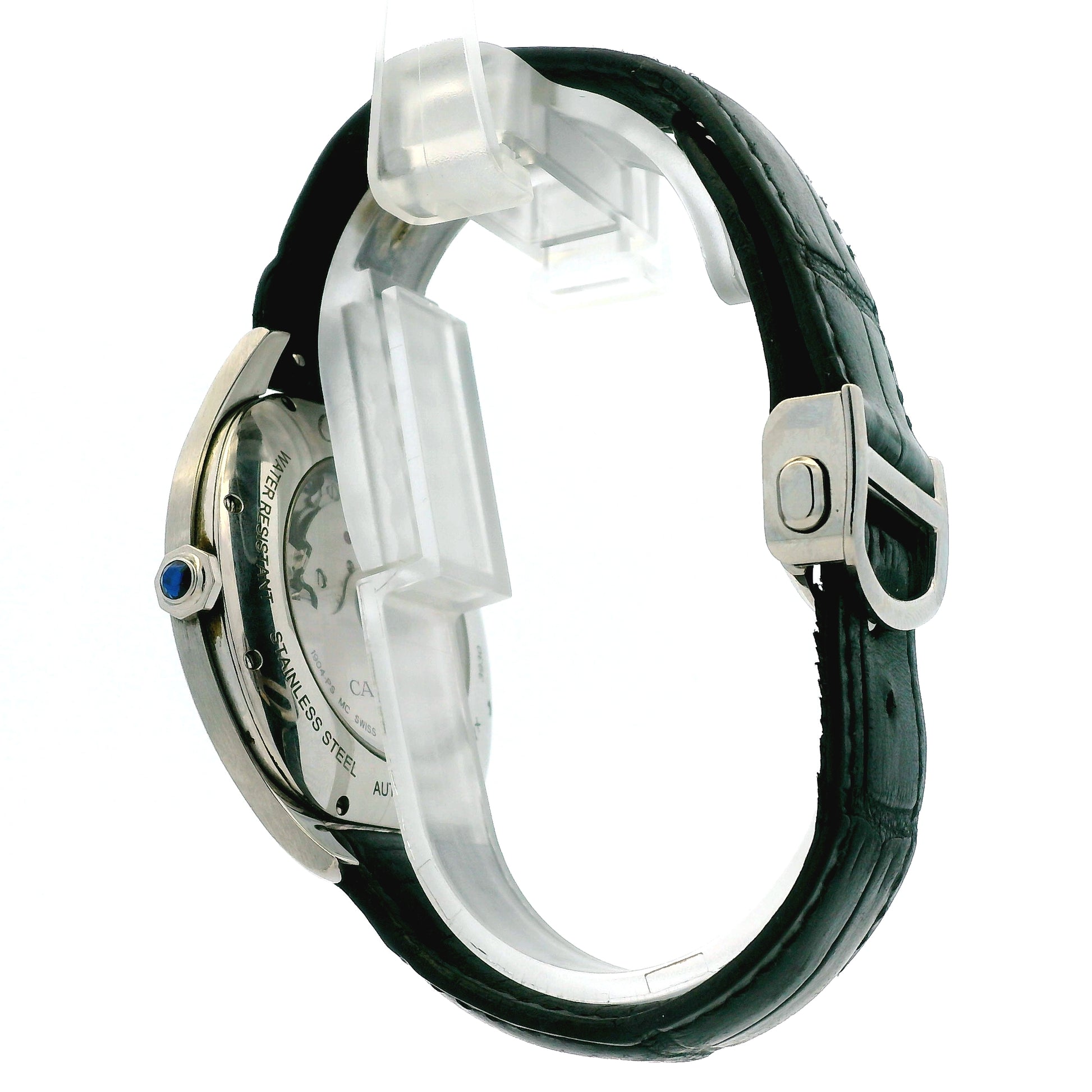 Cartier Drive De Cartier WSNM0004 40x41mm Silver Guilloché Dial Stainless Steel Watch — caseback view