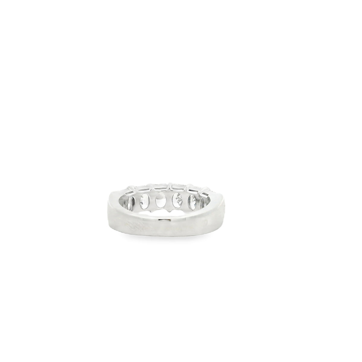 Platinum 3.03ctw Radiant Cut Diamond Half-Eternity Wedding Band Ring — underside view