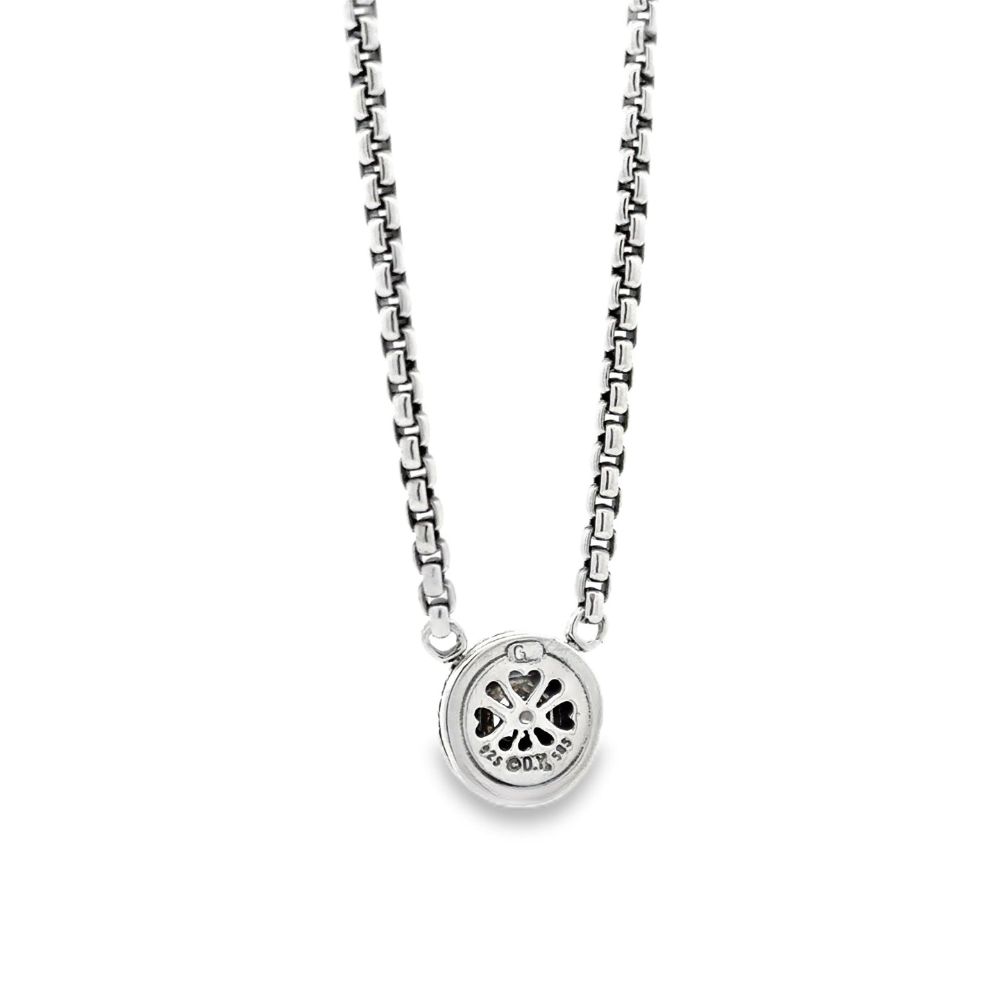 David Yurman Sterling Silver & 14k Gold Blue Topaz Classic Cable Cookie Pendant Necklace 16" — reverse view