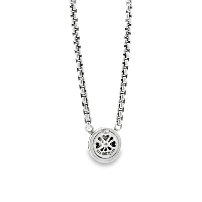 David Yurman Sterling Silver & 14k Gold Blue Topaz Classic Cable Cookie Pendant Necklace 16" — reverse view