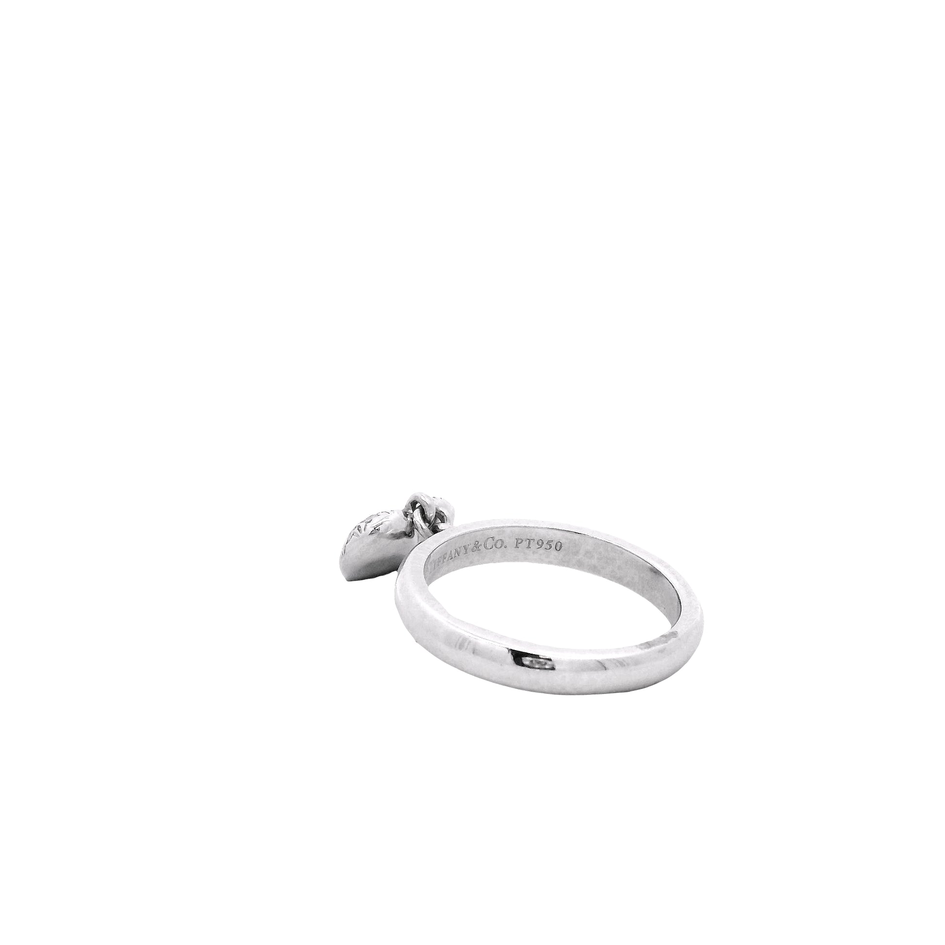 Tiffany & Co. Platinum 0.48ctw F VS Diamond Dangle Heart Ring — underside view