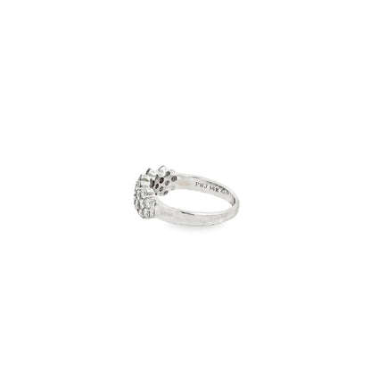14k White Gold 2ctw Round Diamond Cluster Pavé Cocktail Ring — underside view