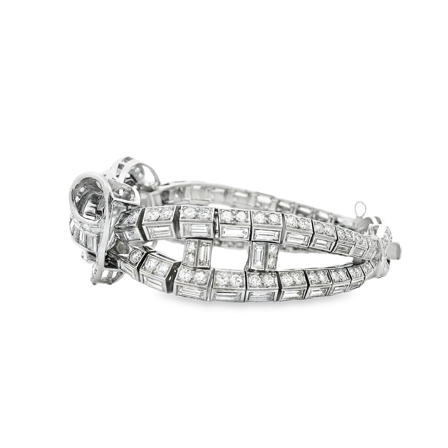 Platinum 15.28ctw Mixed Cut Natural Diamond Cluster Bracelet — reverse view