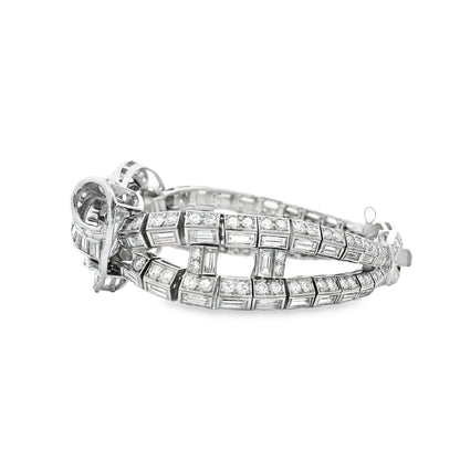 Platinum 15.28ctw Mixed Cut Natural Diamond Cluster Bracelet — reverse view