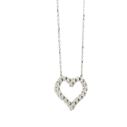 14k White Gold 2.00ctw Round Brilliant Diamond Pavé Heart Pendant Necklace — reverse view