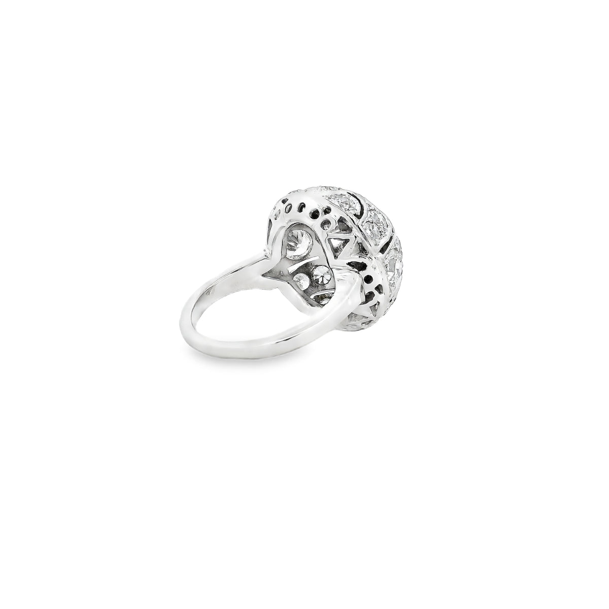 14k White Gold Approx 2ctw Round Brilliant Diamond Cluster Cocktail Ring — underside view