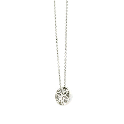 18k White Gold 0.55ctw Round Brilliant Diamond Pavé Button Pendant Necklace — reverse view