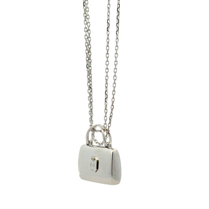 18k White Gold 2.00ctw Multi-Color Sapphire Pavé Purse Pendant Necklace — reverse view