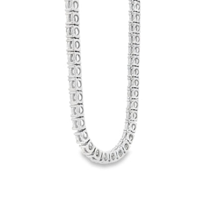 14k White Gold 13.72ctw Round Brilliant Diamond Tennis Necklace 17" — reverse view