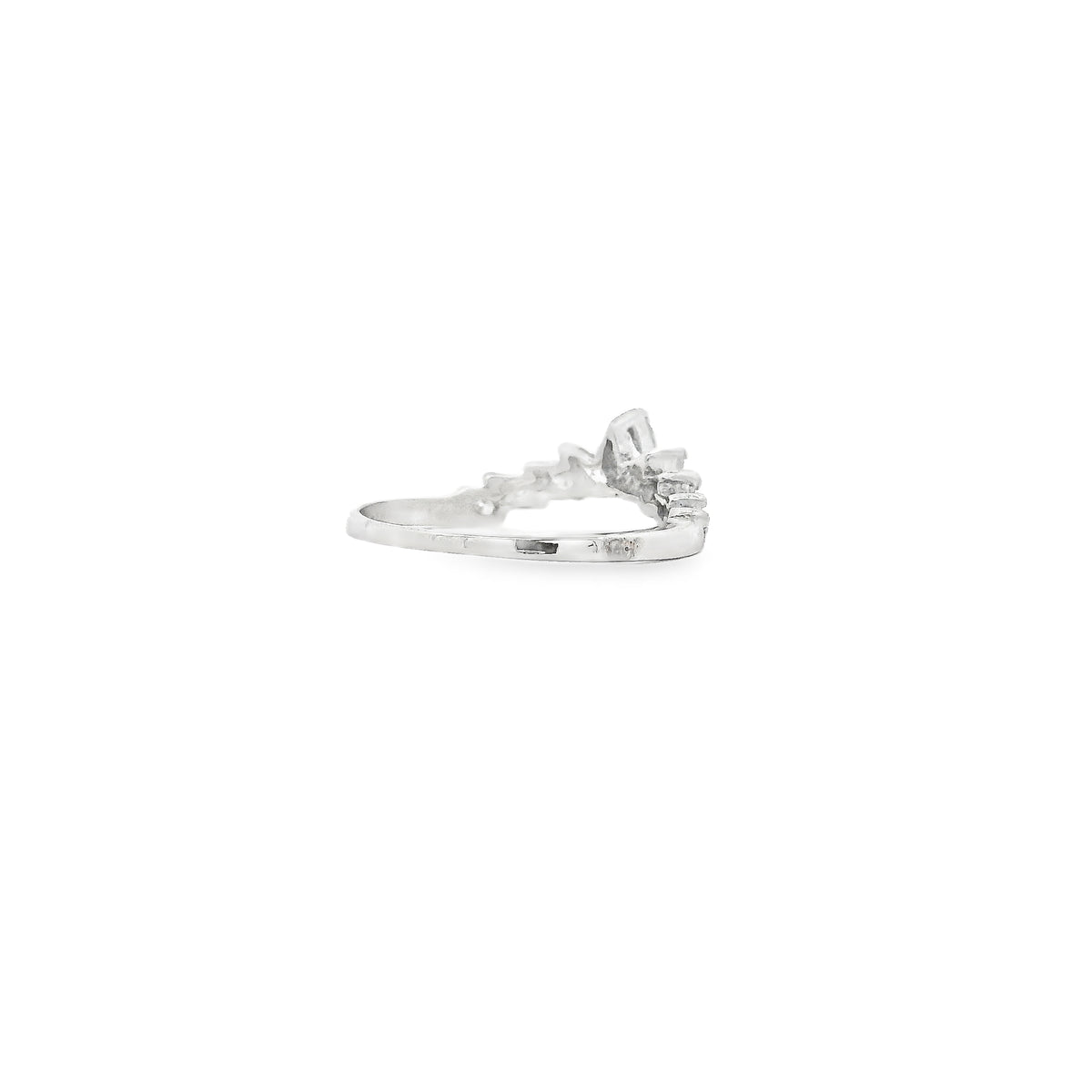 14k White Gold 0.18ctw Marquise Diamond Crown Ring — underside view