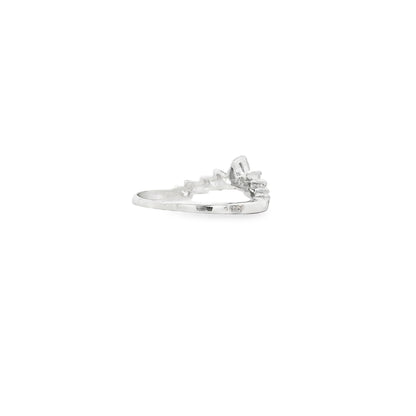 14k White Gold 0.18ctw Marquise Diamond Crown Ring — underside view