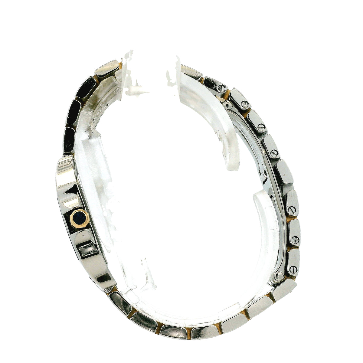 Cartier Santos 2698 Two-Tone White Dial Ladies Bracelet Watch — caseback view