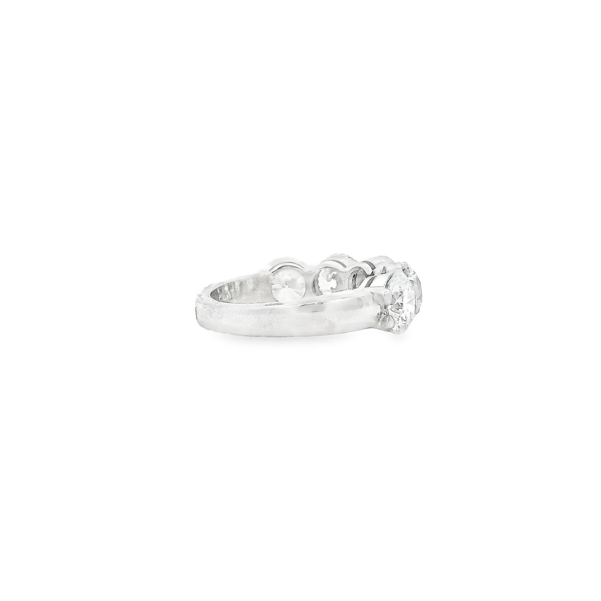 Platinum 5.05ctw Round Brilliant Diamond Half Eternity Band Ring — underside view