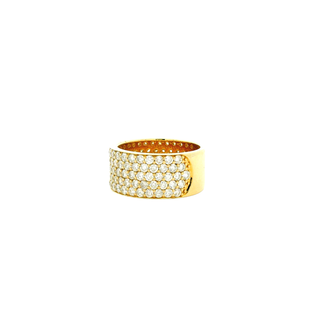 14k Yellow Gold 3.61ctw Round Brilliant Diamond White Pavé Dome Ring — underside view