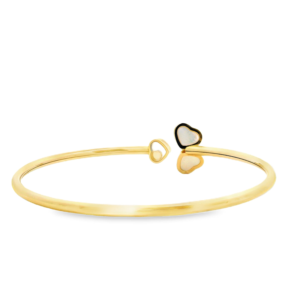 Chopard Happy Hearts 18k Yellow Gold Mother of Pearl Bangle Bracelet — caseback view