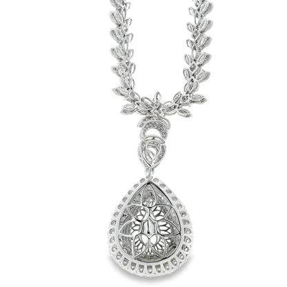 18k White Gold GIA Certified 19.58ct Paraiba Tourmaline & 6.58ctw Diamond Necklace — reverse view
