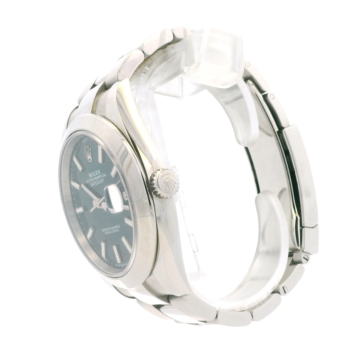 Rolex 126300 Datejust 41mm Blue Motif Dial Stainless Steel Watch — caseback view