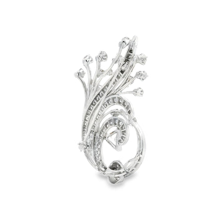 14k White Gold 4.5ctw Round Brilliant and Pear Diamond Pavé Brooch — underside view