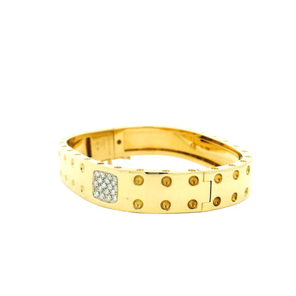 Roberto Coin Pois Moi 18k Yellow Gold Two Row Diamond Square Bangle Bracelet — reverse view
