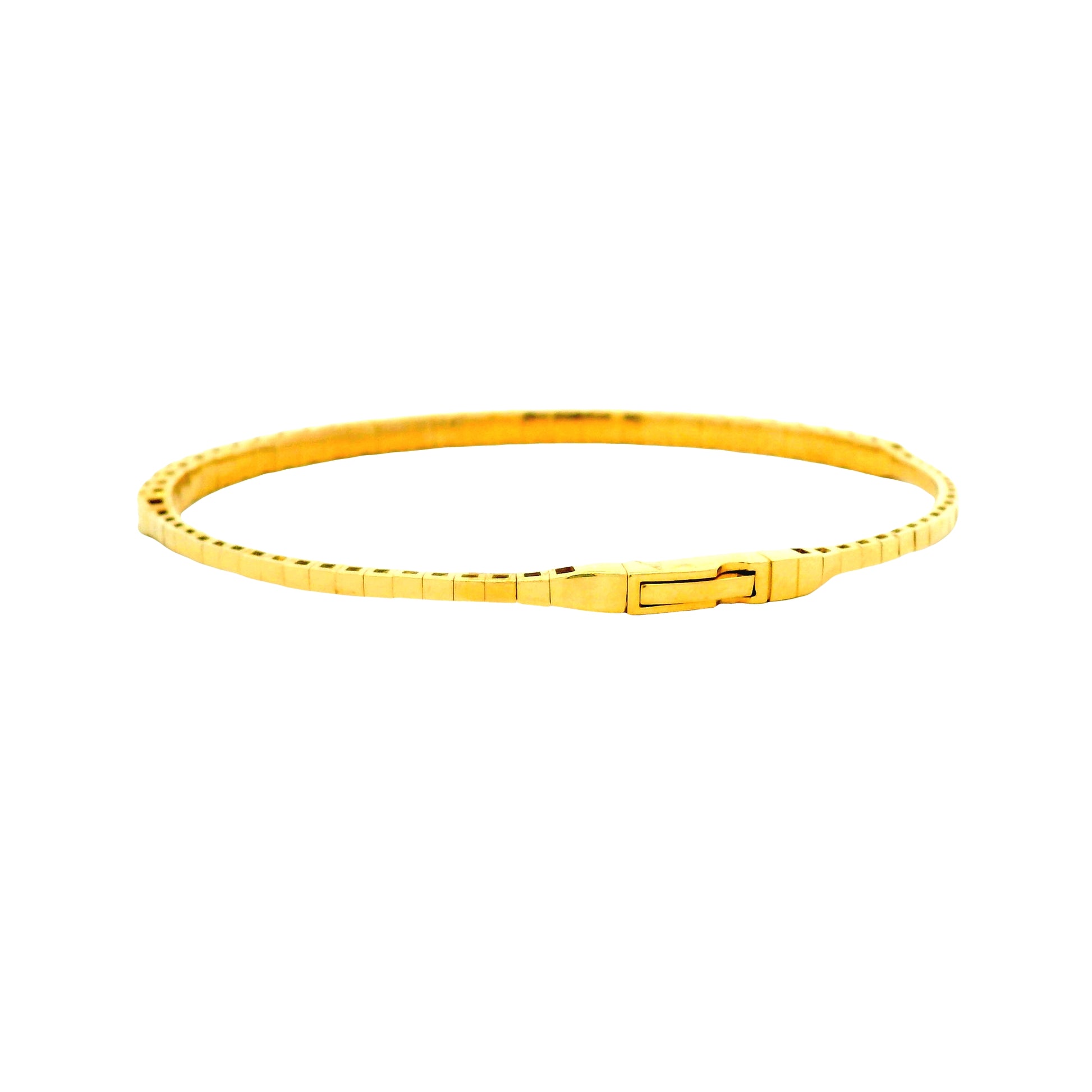 14k Yellow Gold 5.80ctw Round Brilliant Diamond Halfway Bangle Bracelet — reverse view