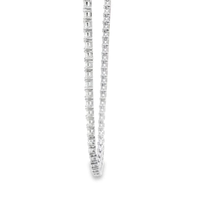 14k White Gold 14.05ctw Round Brilliant Diamond Tennis Necklace 16"-18" — reverse view