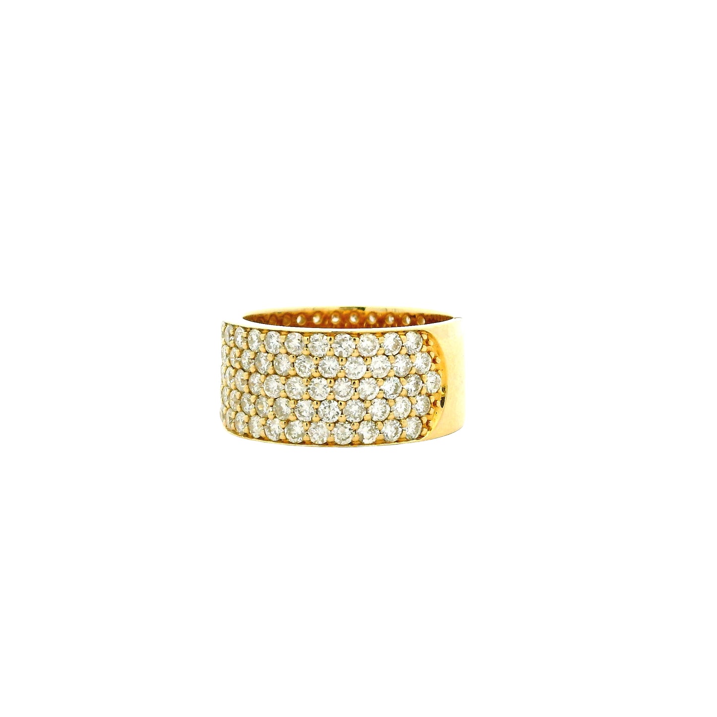 14k Yellow Gold 3.61ctw Round Brilliant Diamond White Pavé Dome Ring — underside view