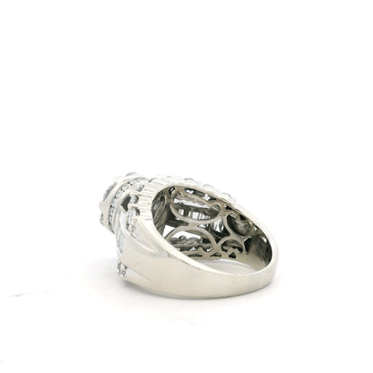 14k White Gold 2.0ctw Round and Baguette Diamond Engagement Ring Set — underside view