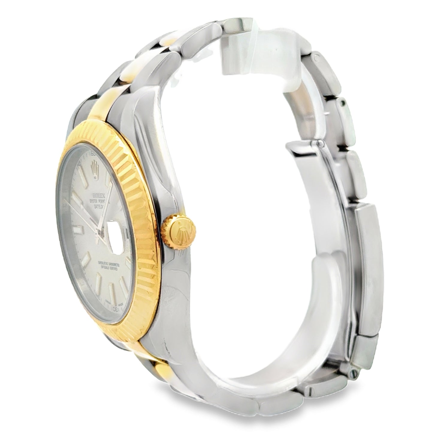 Rolex 116333 Datejust II 41mm Ivory Stick Dial Two-Tone Watch — caseback view