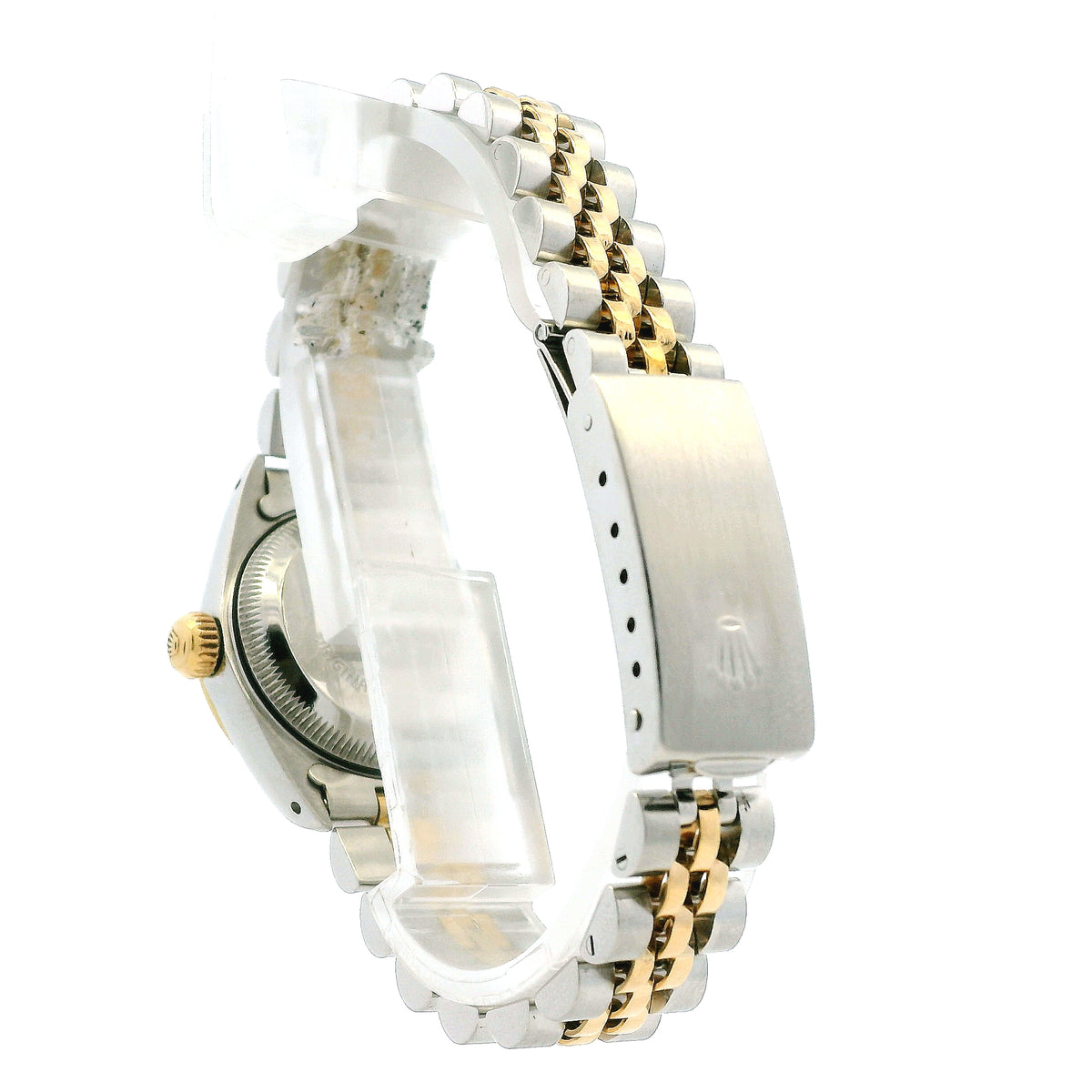 Rolex 69173 Datejust 26mm Two-Tone Champagne Dial Watch — caseback view