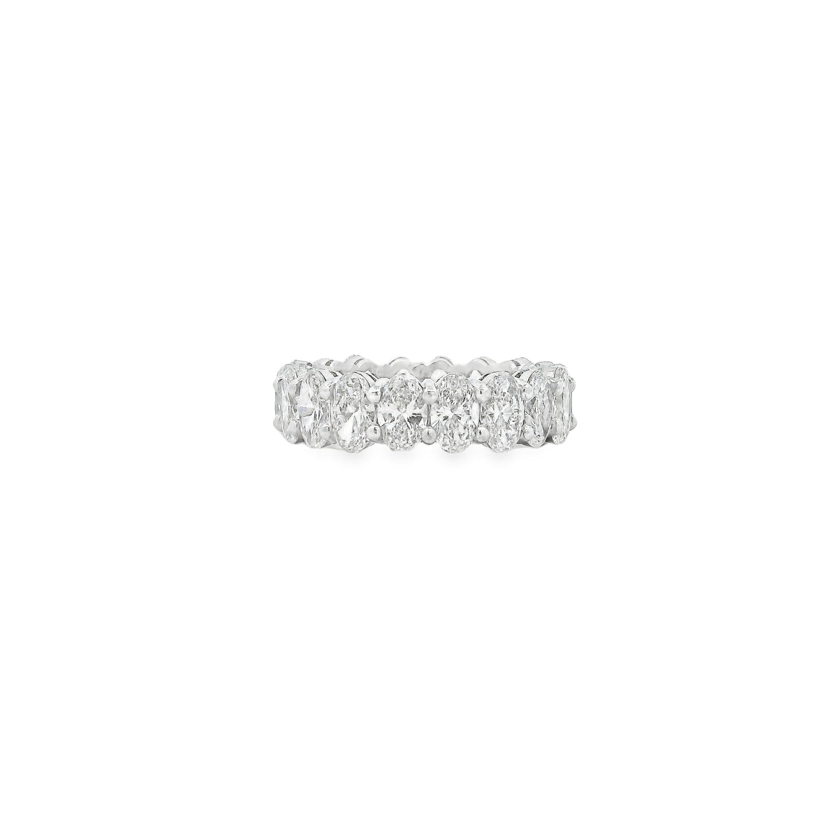 Platinum 5.66ctw Oval Cut Diamond Eternity Band Ring — underside view