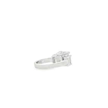 14k White Gold 2.02ct Emerald Cut Diamond Three-Stone Ring — underside view
