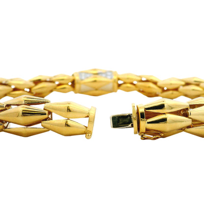 18k Yellow Gold Diamond Accent Woven Link Choker Necklace — underside view