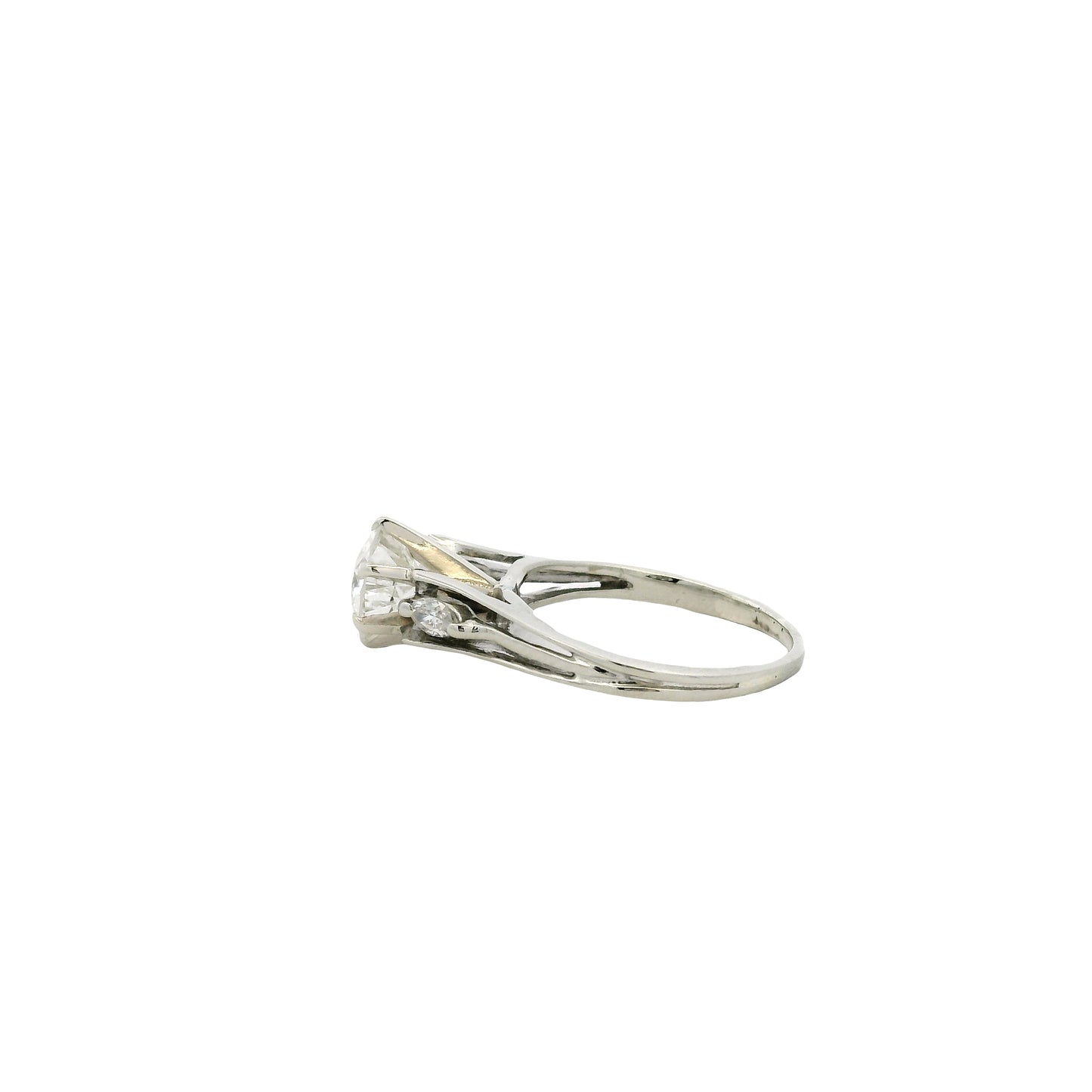 14k White Gold 1.3ct Round Brilliant Diamond Engagement Ring — underside view