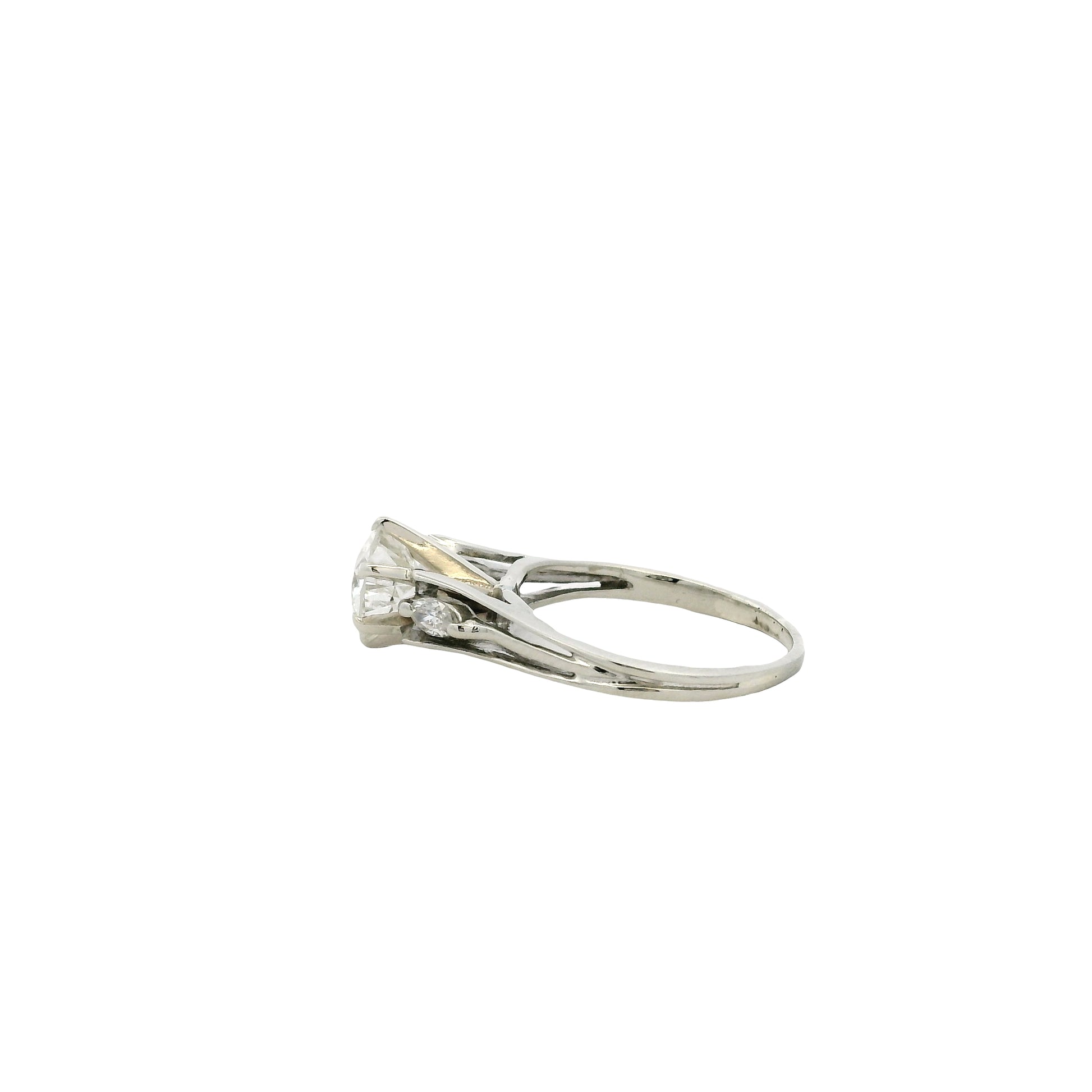 14k White Gold 1.3ct Round Brilliant Diamond Engagement Ring — underside view