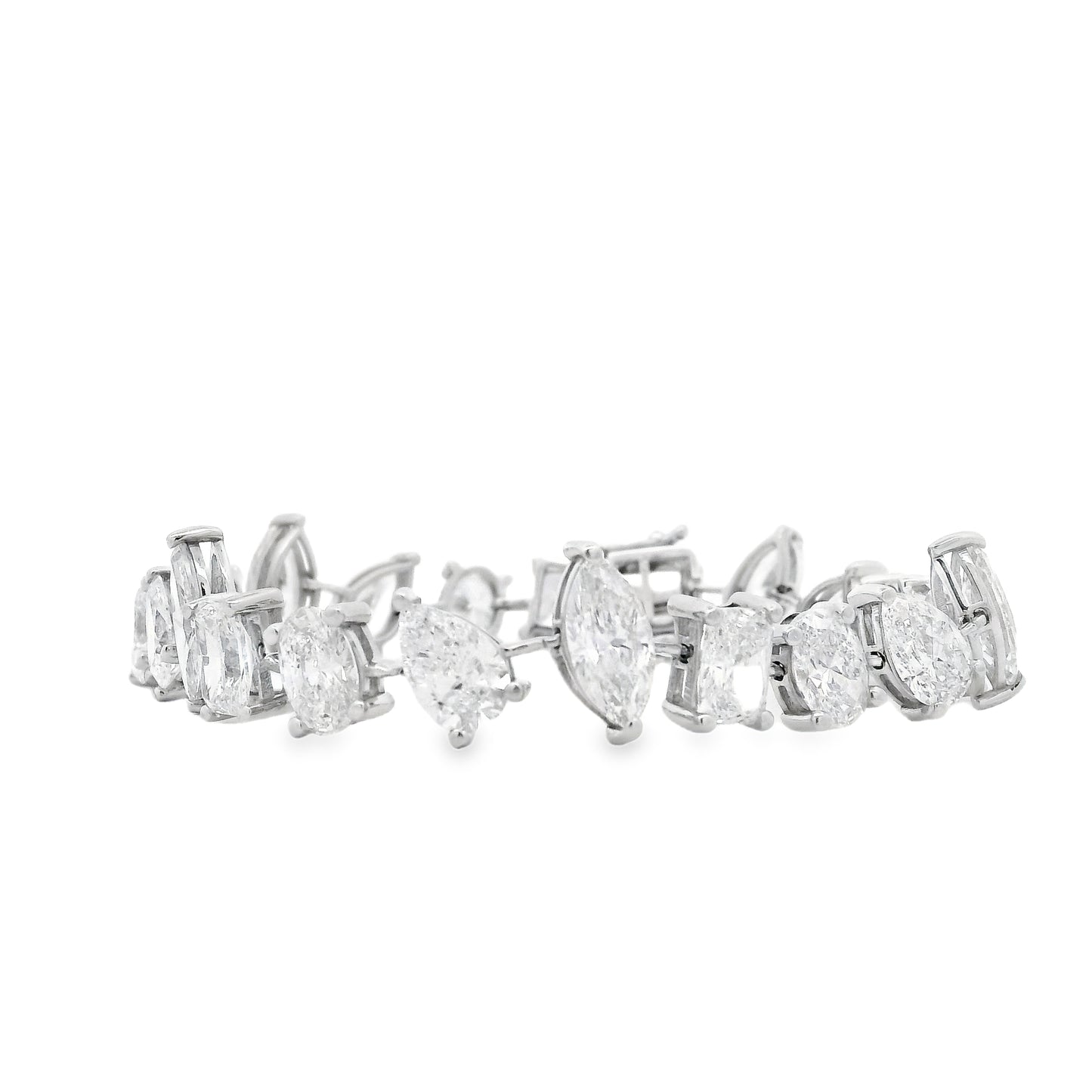 14k White Gold 22.86ctw Mixed Cut Lab Grown Diamond Bracelet — reverse view