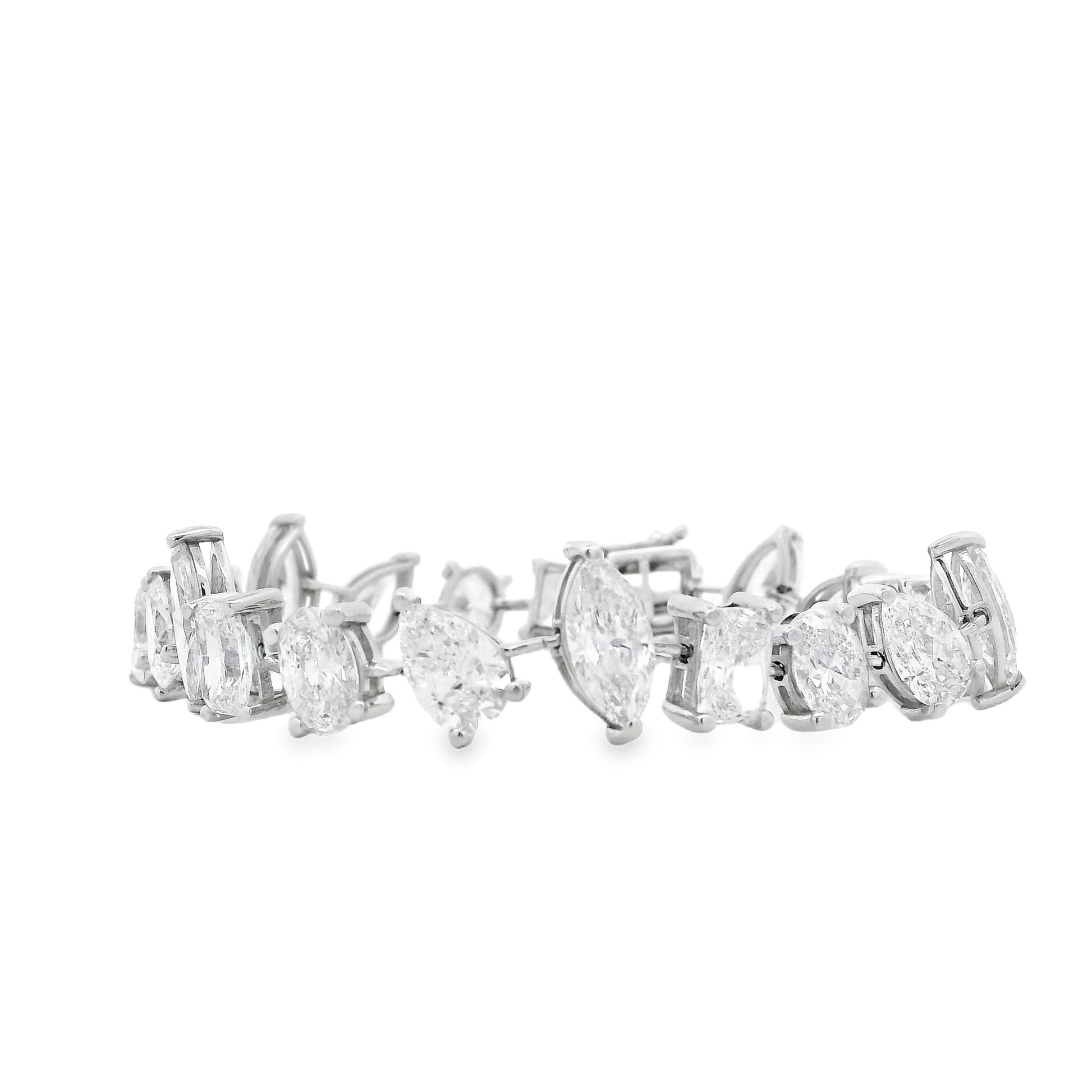 14k White Gold 22.86ctw Mixed Cut Lab Grown Diamond Bracelet — reverse view