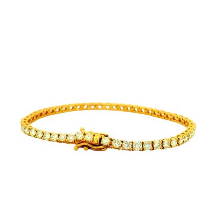 14k Yellow Gold 5.72ctw Natural Round Brilliant Diamond Tennis Bracelet — reverse view