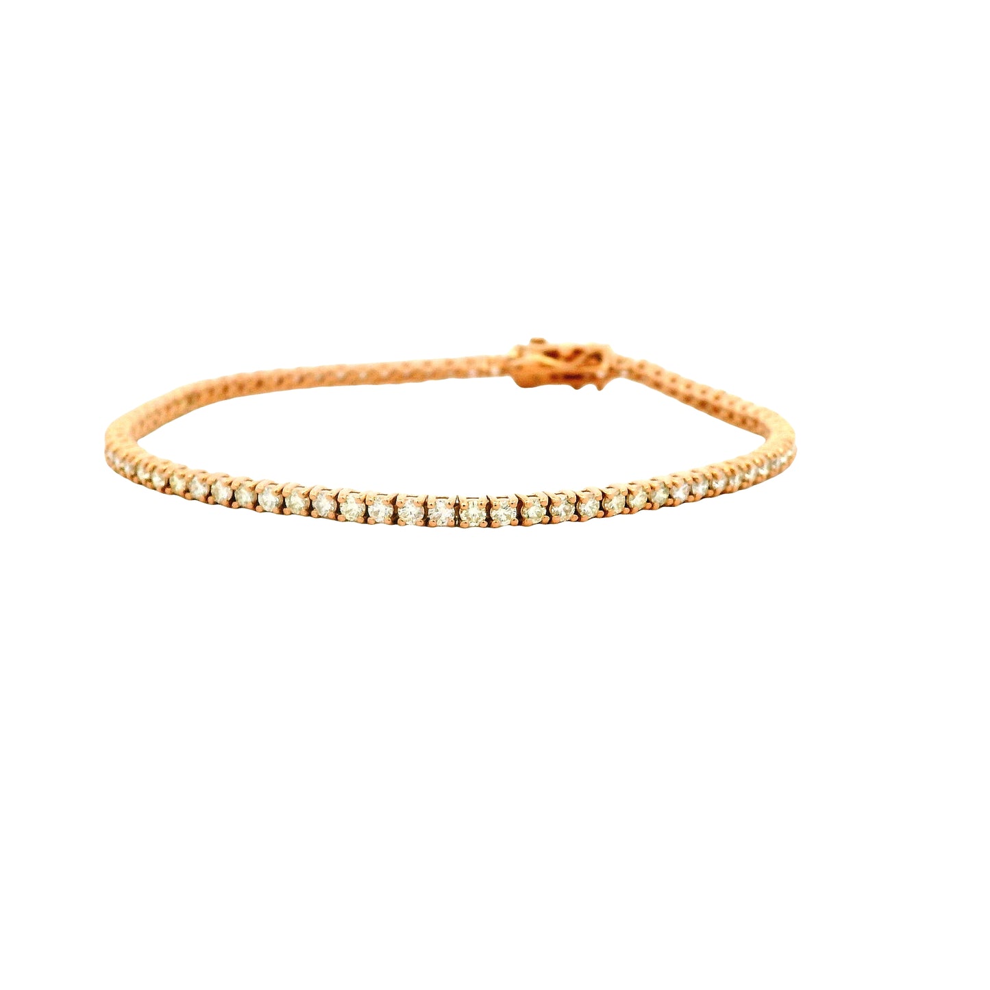 14k Rose Gold 2.40ctw Round Brilliant Diamond Tennis Bracelet — reverse view