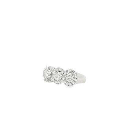 14k White Gold 2.09ctw Round Brilliant Diamond Triple Halo Cluster Cocktail Ring — underside view