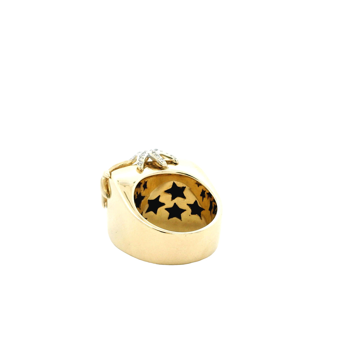 14k Yellow Gold 0.75ctw Round Diamond Starfish Cocktail Ring — underside view